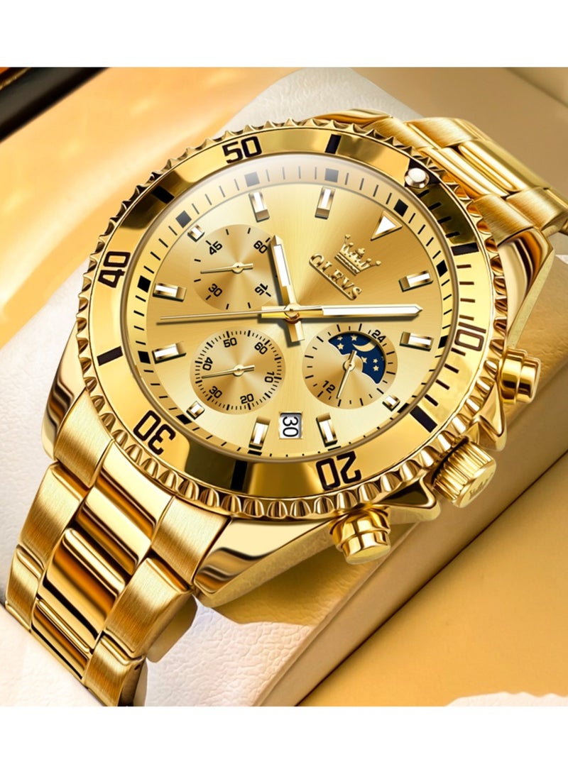 أوليفز ساعات رجالية كوارتز مقاومة للماء 42 مم 2870 ذهبية - Image 3