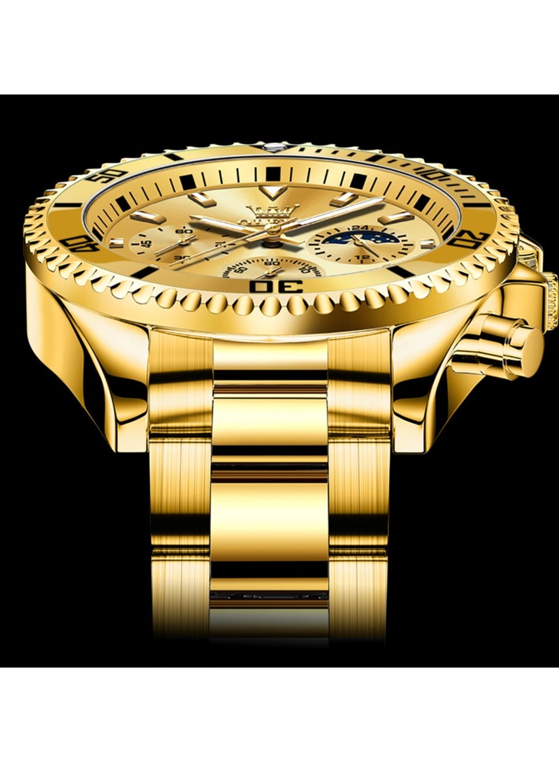 أوليفز ساعات رجالية كوارتز مقاومة للماء 42 مم 2870 ذهبية - Image 4