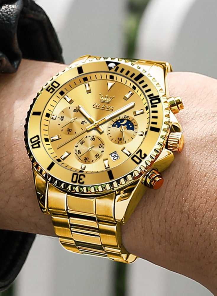 أوليفز ساعات رجالية كوارتز مقاومة للماء 42 مم 2870 ذهبية - Image 5