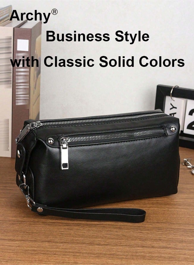 Archy Men's Multifunctional Clutch Bag Business Style Waterproof and Durable Material Large Capacity - Image 1