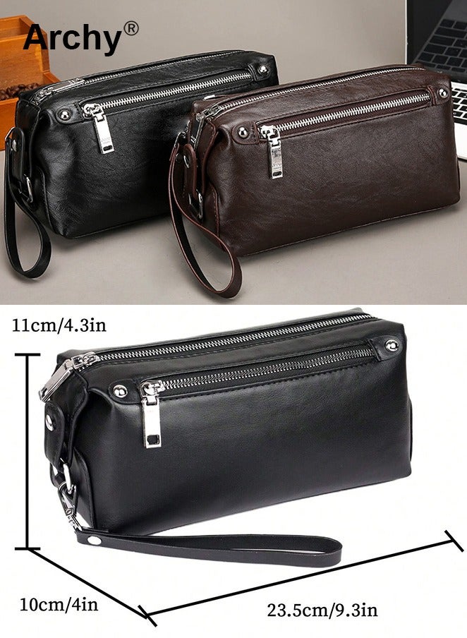 Archy Men's Multifunctional Clutch Bag Business Style Waterproof and Durable Material Large Capacity - Image 4