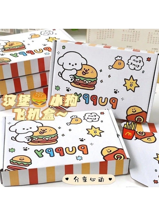 Gao Yan Ins Flying Machine Box Large Collection Cartoon Out Card Flying Machine Box Cute Packing Box Gift Box Hand Account Packaging Box-Color:[pack Of 10] Hamburger Puppy Airplane Box  - Image 1