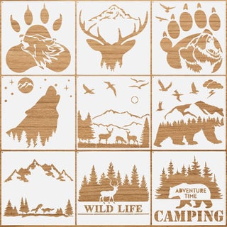 Outus 9-Piece Forest Bear Claw Stencil Kit - Animal & Nature Patterns - Reusable Mylar Stencils for Painting on Wood, Wall, Home Decor - pzsku/Z35E1DCB2745A92170932Z/45/_/1742211448/3fbcdda3-26dd-4124-ad74-16723d16c880