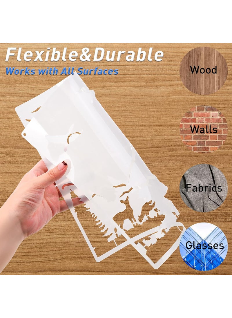 Outus - Outus 9-Piece Forest Bear Claw Stencil Kit - Animal & Nature Patterns - Reusable Mylar Stencils for Painting on Wood, Wall, Home Decor - Image 1