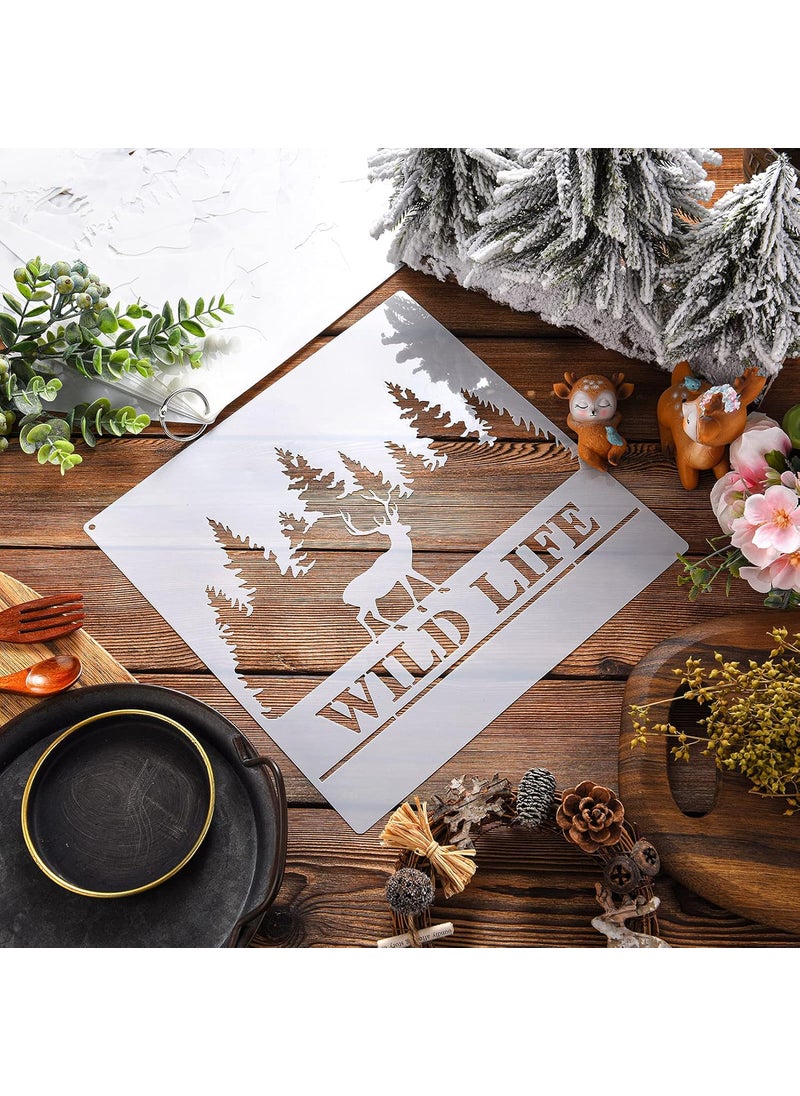 Outus - Outus 9-Piece Forest Bear Claw Stencil Kit - Animal & Nature Patterns - Reusable Mylar Stencils for Painting on Wood, Wall, Home Decor - Image 1