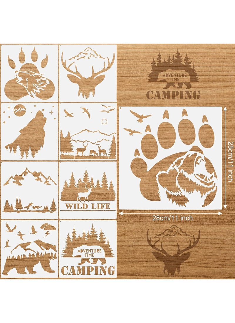 Outus - Outus 9-Piece Forest Bear Claw Stencil Kit - Animal & Nature Patterns - Reusable Mylar Stencils for Painting on Wood, Wall, Home Decor - Image 1
