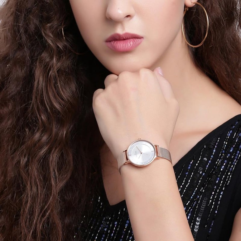 Skagen Women's Anita Lille Three-Hand Rose Gold Stainless Steel Mesh Band Watch (Model: SKW2151) - Image 2
