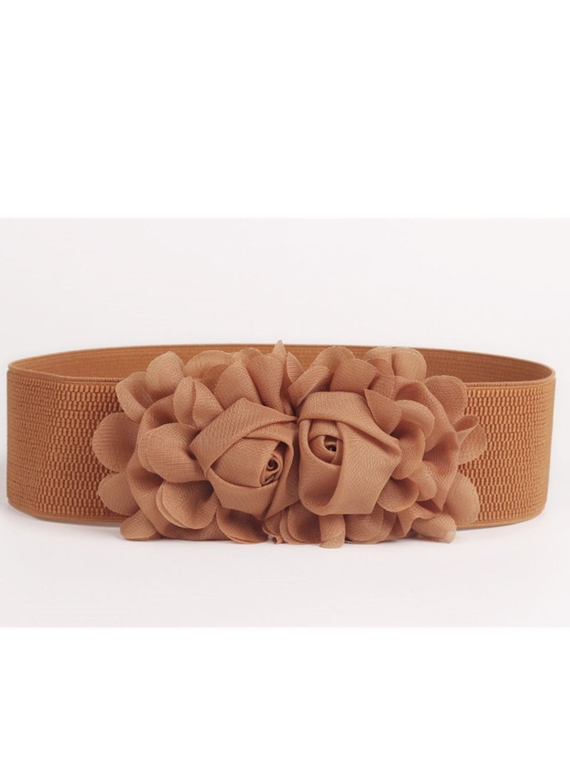 Loquat - Decorative Female Simple All Kinds Of Elastic Belt rose Elastic Waist Seal 60g Brown - Image 1