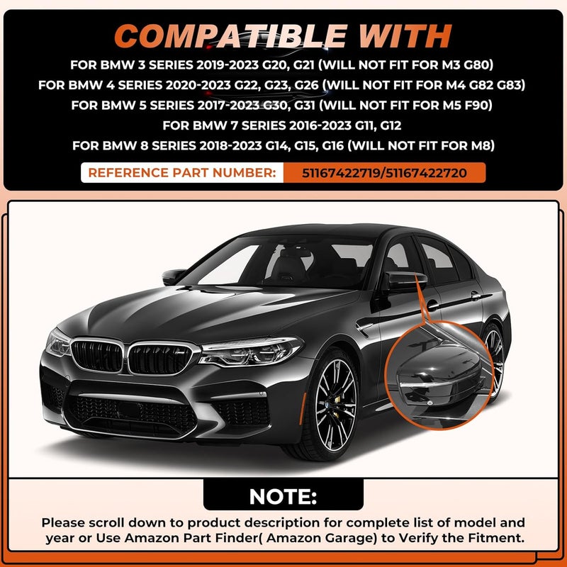 ACLONG Glossy Black Mirror Cover Caps for BMW G20 G21 G30 G31 G11 G12 G14 G15 G16 (2017-2022) - 2 PCS - Image 2