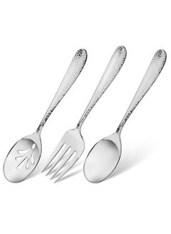 Hudson Essentials Hudson Essentials 9-Piece Bergamo Hammered 18/10 Stainless Steel Serving Fork & Serving Spoon Set - Flatware Silverware  - Image 1