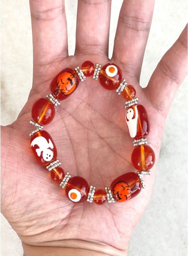 fiona Halloween Bracelet For Women, Trick Or Treat Bracelet, Spooky Jack O' Lantern Pumpkin Jewelry Gift 1 pc (Pumpkin Ghost Orange) - Image 4