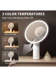 CHICLEW 8.9" Lighted Makeup Mirror With 3 Colors, 1X/10X Touch Screen Magnifying Mirror With Light, Rechargeable Table Light Up Mirror With Adjustable Stand, Brightness Dimmable Vanity Mirror  - Image 3