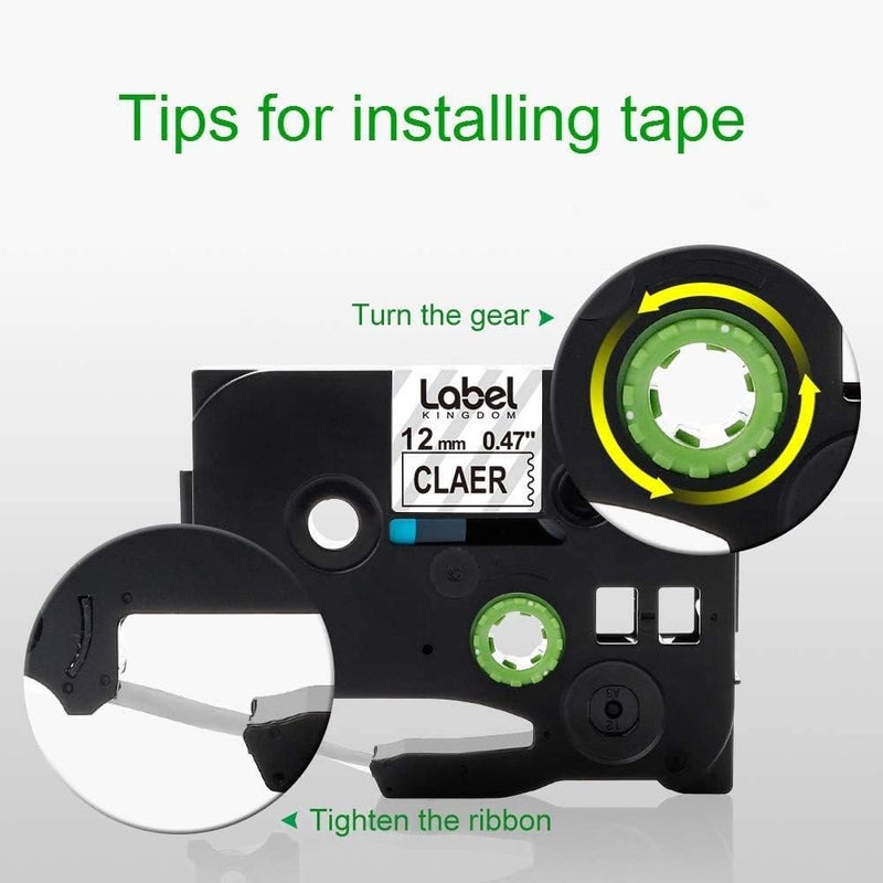 لايبل كينجدوم شريط ملصقات بديل متوافق مع طابعة Brother P Touch Tze-131 Tz-131، شريط ملصقات شفاف 12 مم، 0.47 بوصة، شريط Tz مغلف، مناسب لطابعة Ptouch Pt D210 H110 D400، لون أسود على شفاف، عبوة من 3 قطع - Image 3