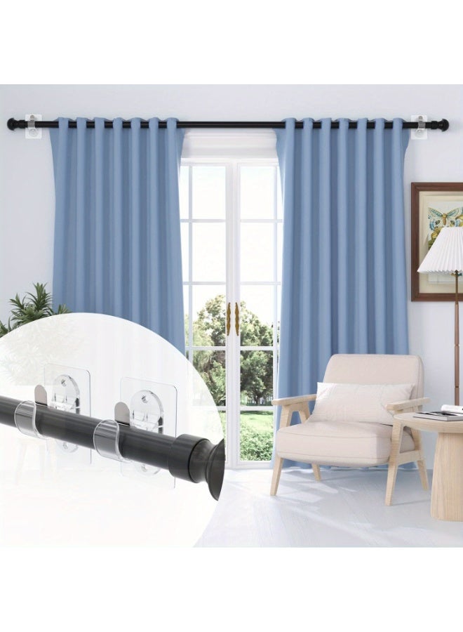 Hayat Comfort 4-Pack No Drill Curtain Rod Brackets, Self Adhesive and Adjustable Rod Holders, Strong Adhesive Curtain Hangers for Bathroom, Bedroom and Livingroom on Smooth Walls Like Glass and Tiles, Transparent - Image 5