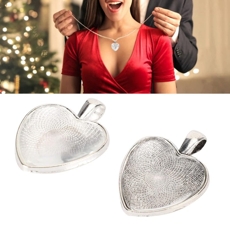 كلاراكو قلادة على شكل قلب، 60 قطعة من القلادة، قاعدة تثبيت على شكل كابوشون، إطار تثبيت على صواني القلادة مع كابوشون زجاجي - Image 3