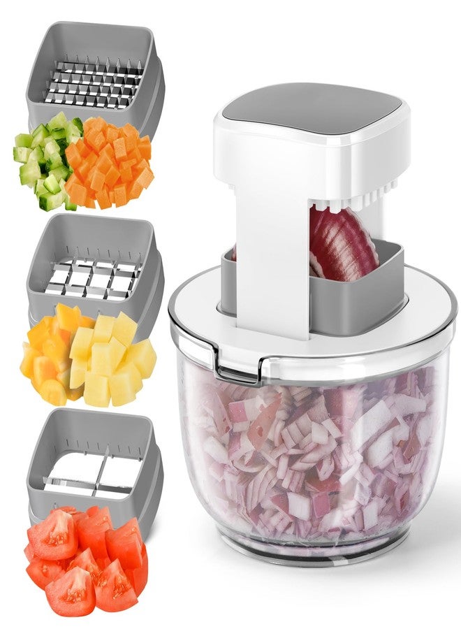 Badelite Vegetable Chopper Bowel Multi-functional 3 Interchangeable Blades Onion Chopper French Fry Cutter Veggie Dicer for Cucumber, Tomato, Zucchini, Carrot, Citrus - Image 1