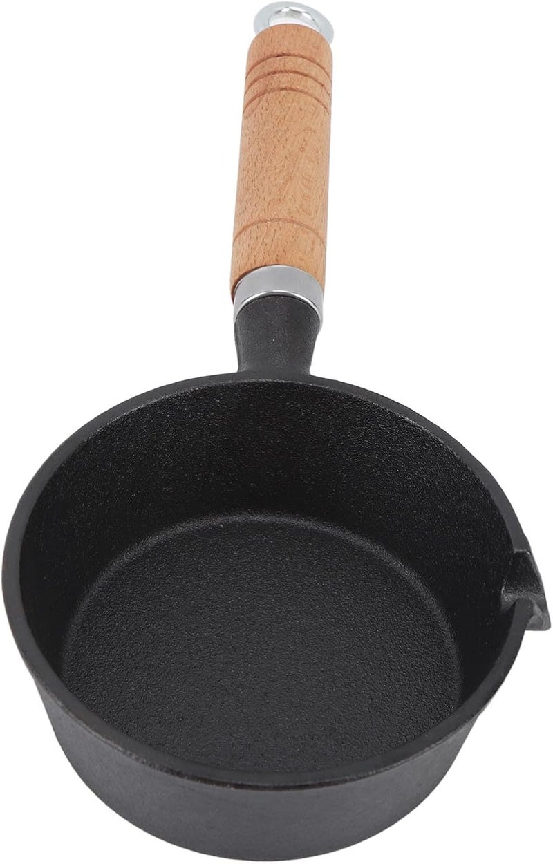 Cast Iron Skillet, Nonstick Frying Pan with Even Heating and Easy Release, Oil Free Cooking, Fast Heating, Solid Wood Handle, for Home Kitchen (13 * 5cm) - Image 4