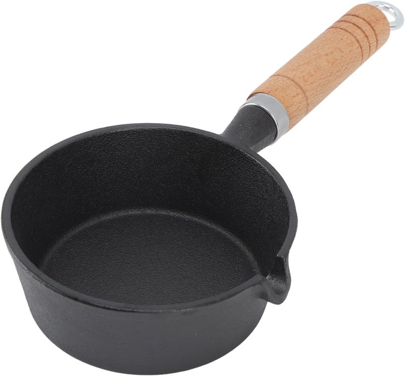 Cast Iron Skillet, Nonstick Frying Pan with Even Heating and Easy Release, Oil Free Cooking, Fast Heating, Solid Wood Handle, for Home Kitchen (13 * 5cm) - Image 1
