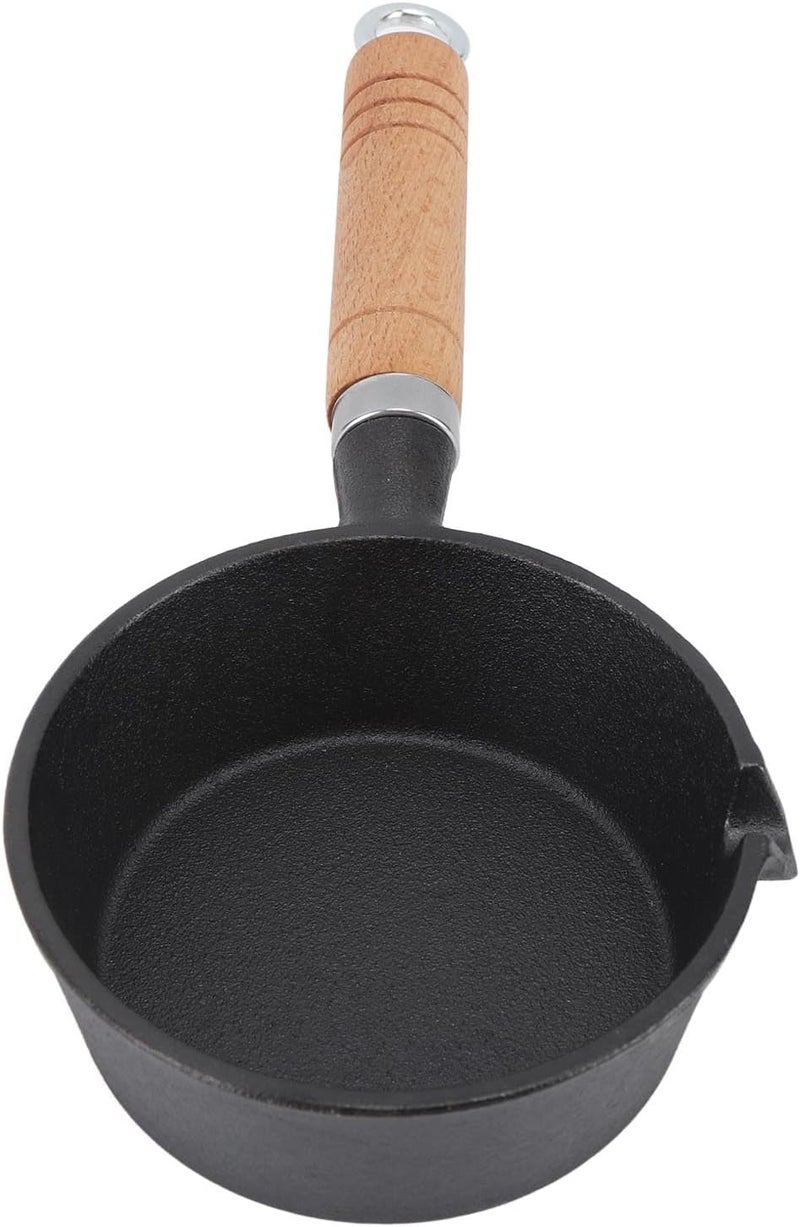 Cast Iron Skillet, Nonstick Frying Pan with Even Heating and Easy Release, Oil Free Cooking, Fast Heating, Solid Wood Handle, for Home Kitchen (13 * 5cm) - Image 3