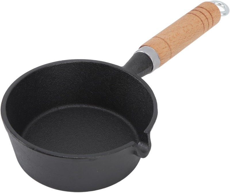Cast Iron Skillet, Nonstick Frying Pan with Even Heating and Easy Release, Oil Free Cooking, Fast Heating, Solid Wood Handle, for Home Kitchen (13 * 5cm) - Image 5