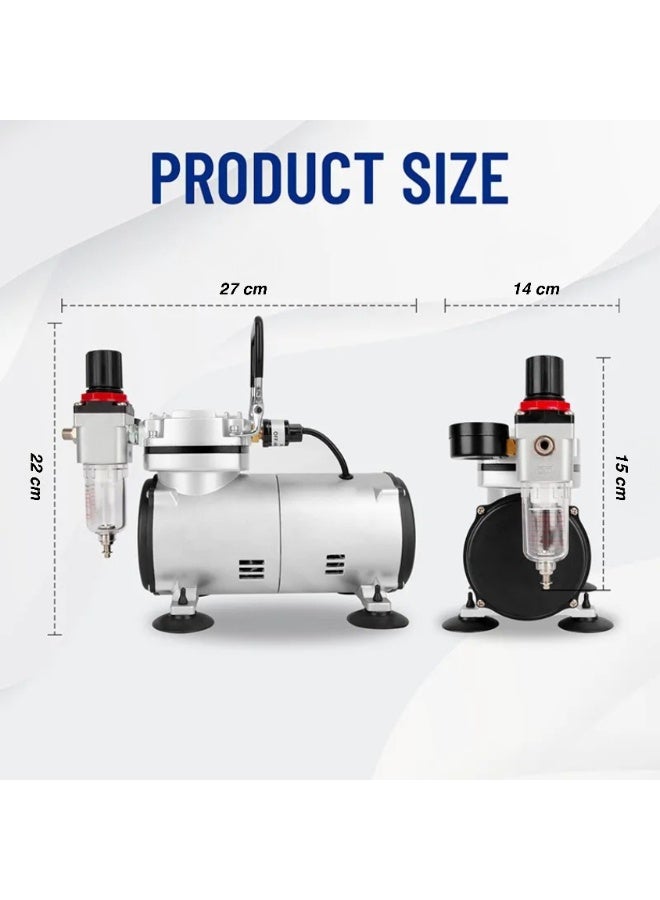 Fengda Premium Starter Kit Airbrush Professional Mini Compressor Kit FD18-2K, Air Brush FE-130 0.3mm Adjustable Dual-Action & Accessories for Spray Painting Canvas & Model Art, Body Tattoo, Graphic, Makeup - Image 2