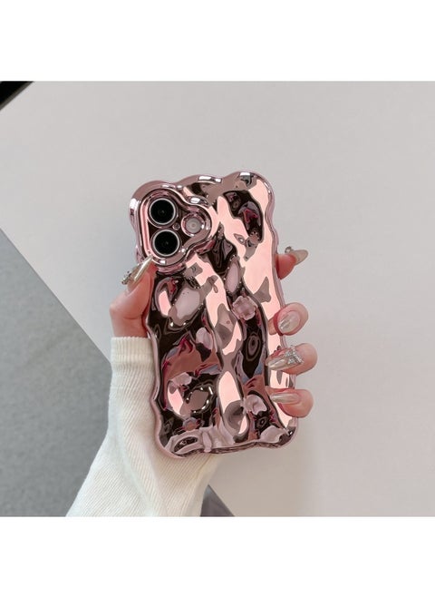 Niche High-grade Electroplated Shell For IPhone16pro Max Mobile Phone Shell Apple 15 14/13 Creative-Color:Qf Wave Bubble Electroplating Powder-Applicable Models:16pro Max (without Packaging)
