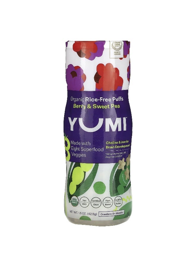 Yumi يومي، كرات خالية من الأرز العضوي، 8+ أشهر، توت وبازلاء حلوة، 1.5 أونصة (42.5 جرام) - Image 1