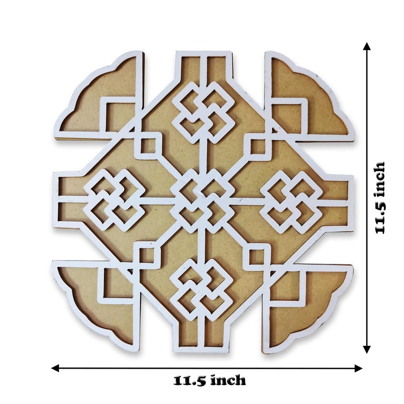 Ascension Portable Rangoli (11 inches) Stencil for Decor DIY Craft Reusable Templates for Floor Table Just Fill with Rangoli Atta or Grains for Navratri Pongal Pooja Mandir Rangoli Mats for Decoration(Design 7) - Image 3