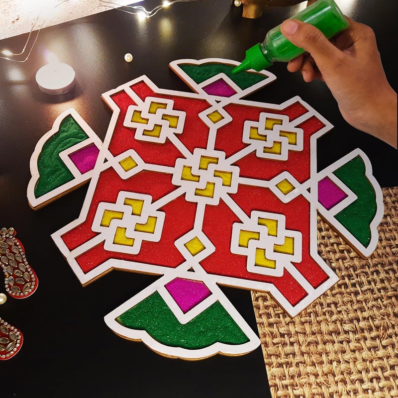 Ascension Portable Rangoli (11 inches) Stencil for Decor DIY Craft Reusable Templates for Floor Table Just Fill with Rangoli Atta or Grains for Navratri Pongal Pooja Mandir Rangoli Mats for Decoration(Design 7) - Image 5