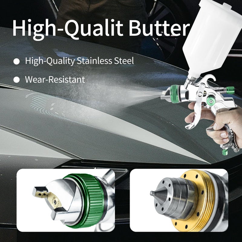 Bentohkle Hvlp Spray Gun Kit With 1.4/1.7/2.0/2.5Mm Nozzles  Car Paint Spray Gun  Wall Repair  Furniture Refinishing Spray Gun Paint Sprayer Gun With Plastic Cup  Professional Versatile Spray Gun - Image 5