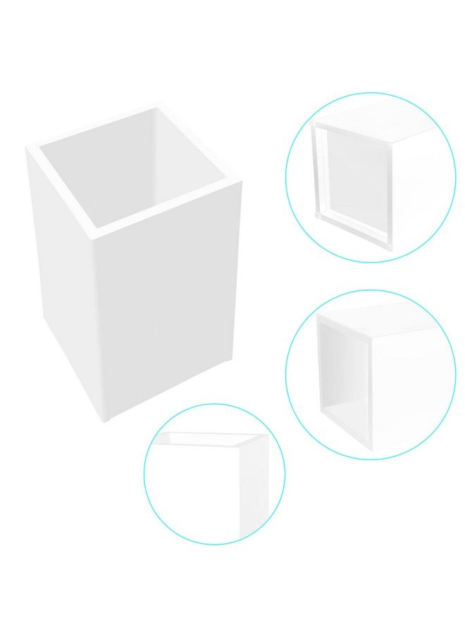Cerpourt - White Acrylic Pencil Pen Holder Cup 2 Pack,Desk Accessories Holder,Makeup Brush Storage Organizer,Modern Design Desktop Stationery Organizer For Office School Home Supplies,2.6X 2.6X 4 Inches - Image 1
