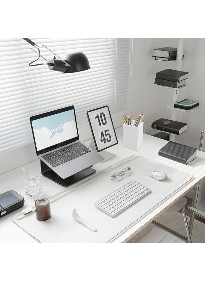 Cerpourt - White Acrylic Pencil Pen Holder Cup 2 Pack,Desk Accessories Holder,Makeup Brush Storage Organizer,Modern Design Desktop Stationery Organizer For Office School Home Supplies,2.6X 2.6X 4 Inches - Image 1