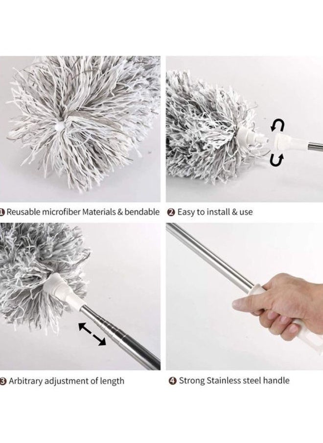 NIBEMINENT Microfiber Duster With Extension Pole And Protective Head Cap Grey 100inch  - Image 3