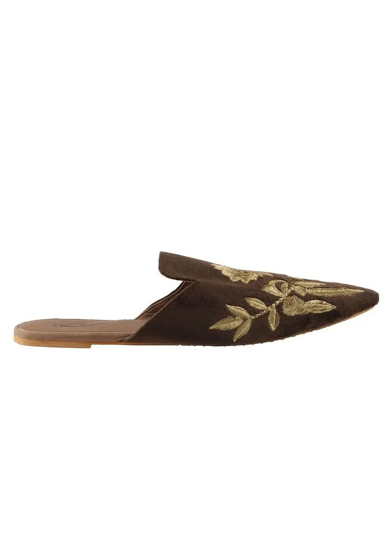 Mishkat Ghusn Slippers for Women (Brown & Gold-Toned) - Image 1