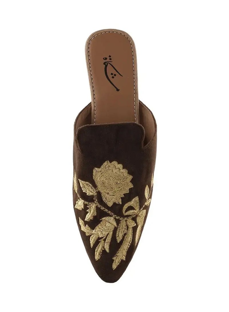 Mishkat Ghusn Slippers for Women (Brown & Gold-Toned) - Image 5