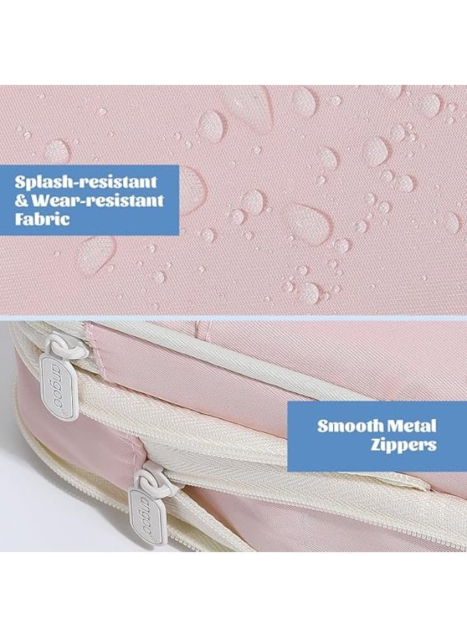 Large Pencil Case Big Capacity 3 Compartments Canvas Pencil Pouch for Teen Boys Girls School Students Big Capacity Pencil Case Large Storage Pencil Bag for Adults Office (PINK-3) - Image 5