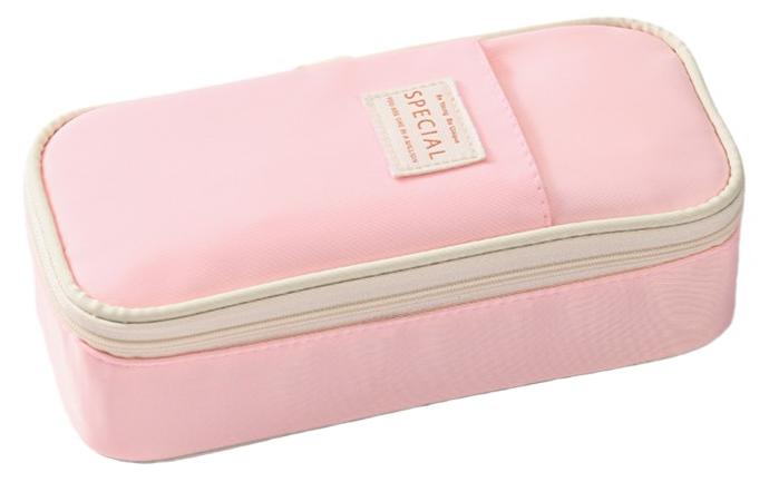 Large Pencil Case Big Capacity 3 Compartments Canvas Pencil Pouch for Teen Boys Girls School Students Big Capacity Pencil Case Large Storage Pencil Bag for Adults Office (PINK-3) - Image 1