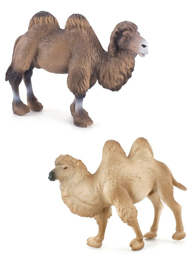 lelewu 2-Pack Desert Camel Solid Static Model Figurine Toy Set, Hand-Painted Realistic Bactrian Camels, Eco-Friendly PVC Material, Animal Toys for Decoration & Education  - Image 1