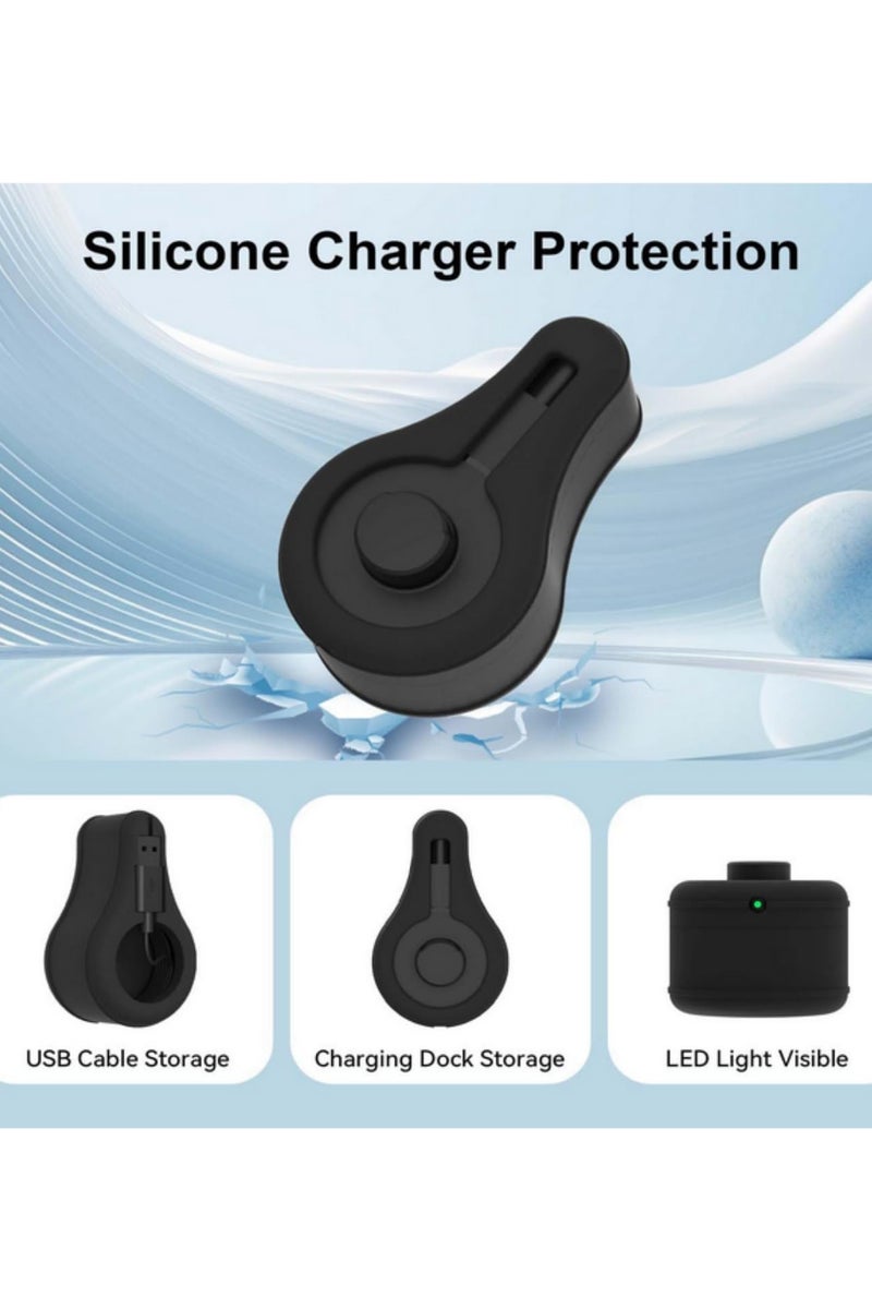 Silicone Charger Protective Case with Cord Winder Stand Case Anti Scratch Charger Organizer for Oura Ring Gen3 Charger Size 6 to13 Durable Soft Cover Black - Image 2
