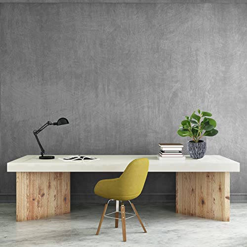 AlphaAcc Artificial Plants Real Looking and Touching Fake Plant Evergreen Plastic Fiddle Leaf Fig Plant with Rustic Black Cement Planter for Housewarming Office Desk Decor - Image 5