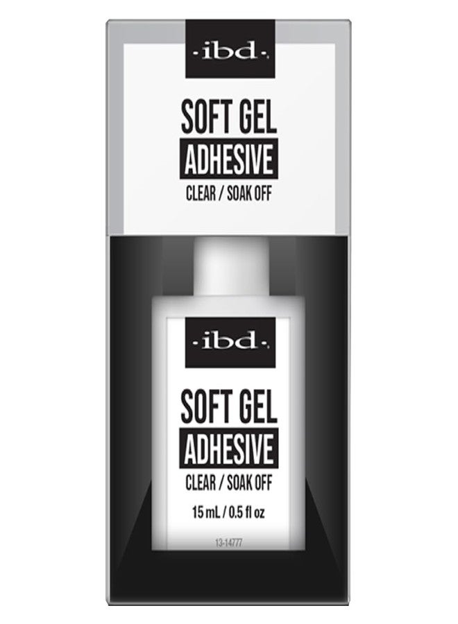 IBD Soft Gel Nail Adhesive - Clear Gel Nail Glue for Fake Nails, Tips, & Acrylic Extensions, Durable, Easy Soak-Off Bond, 0.5 fl oz - Image 1