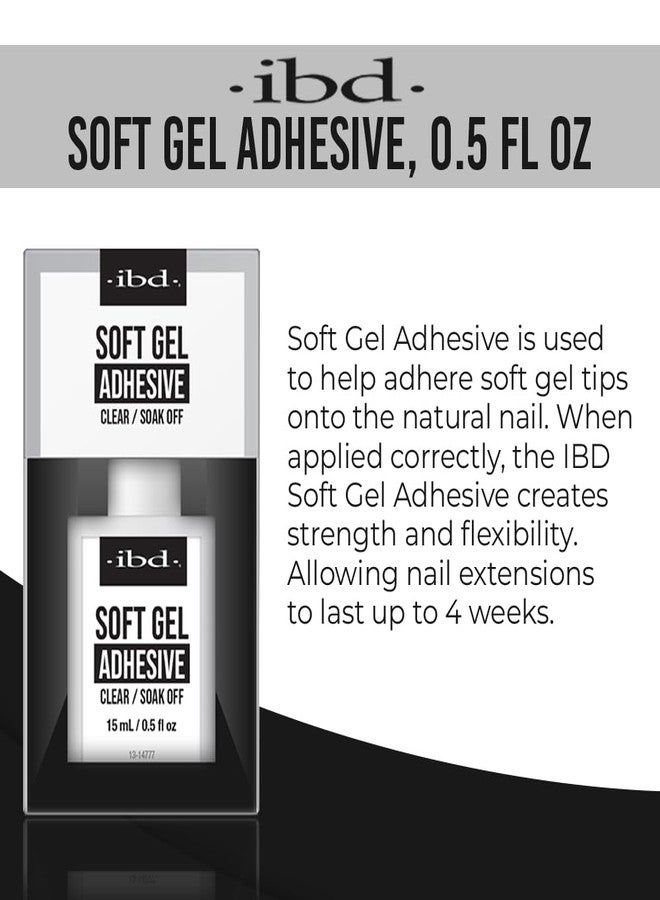 IBD Soft Gel Nail Adhesive - Clear Gel Nail Glue for Fake Nails, Tips, & Acrylic Extensions, Durable, Easy Soak-Off Bond, 0.5 fl oz - Image 2
