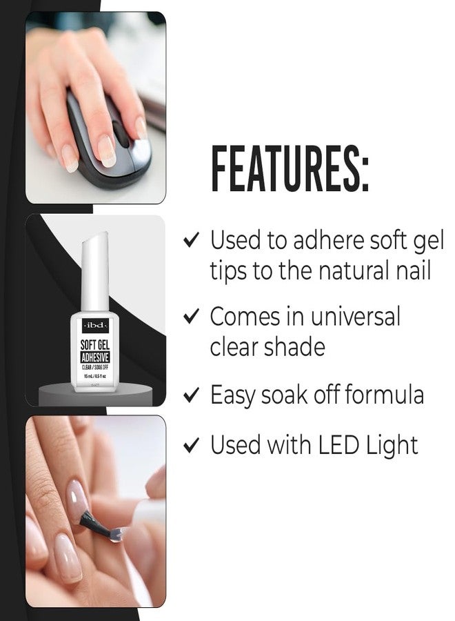 IBD Soft Gel Nail Adhesive - Clear Gel Nail Glue for Fake Nails, Tips, & Acrylic Extensions, Durable, Easy Soak-Off Bond, 0.5 fl oz - Image 4