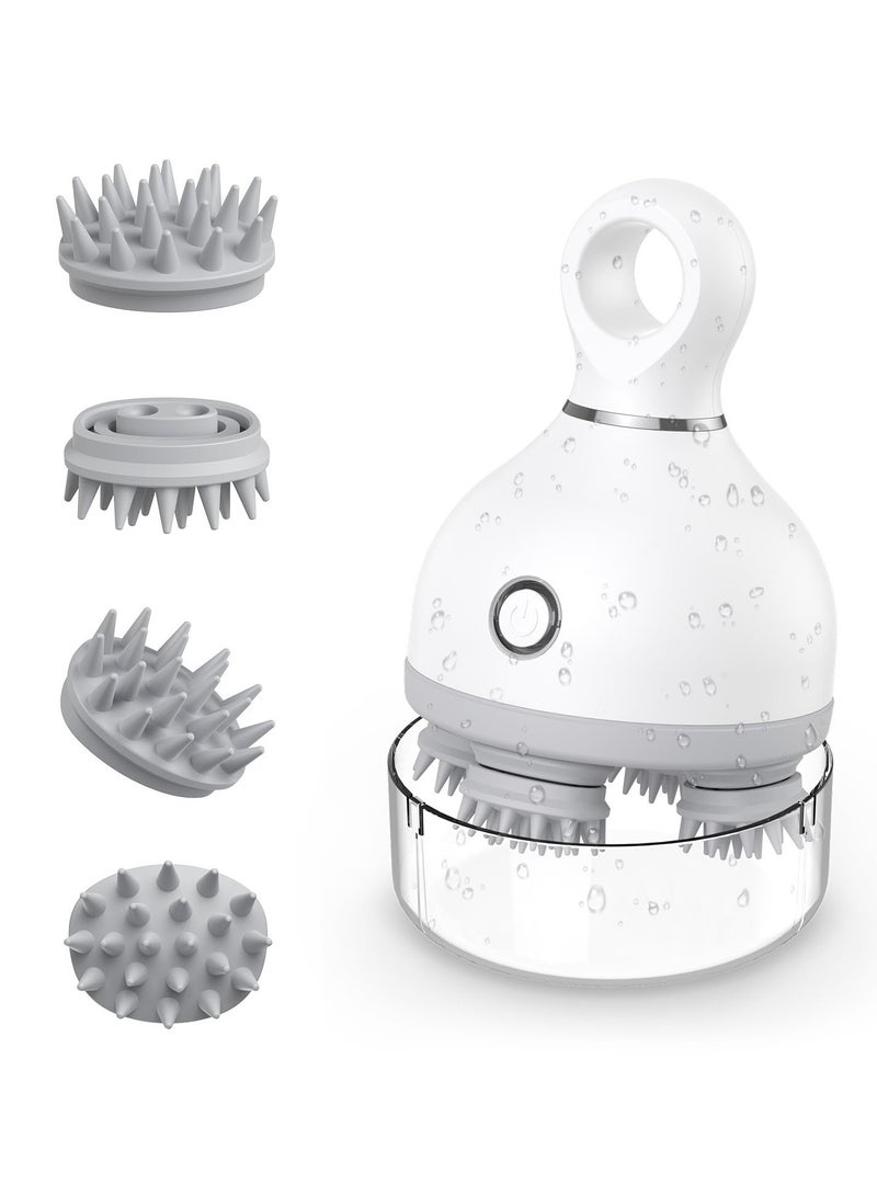 Excefore Electric Scalp Massager Handheld Cordless Hair Head Massager with 4 Massage Heads 84 Nodes Pet Massager 3 Kneading Modes Waterproof Type C Charging Promotes Hair Growth Stress Release