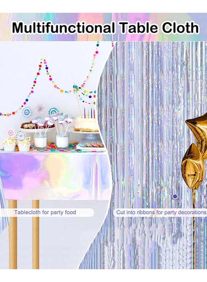 دوركو 3 قطع مفارش طاولات بلاستيكية، أغطية طاولات ليزرية ثلاثية الأبعاد للاستخدام مرة واحدة، مفرش طاولة من رقائق معدنية ثلاثية الأبعاد، مستطيل الشكل، مقاس 54 × 108 بوصة، مناسب لأعياد الميلاد والحفلات وحفلات الزفاف وديكورات المناسبات - Image 4
