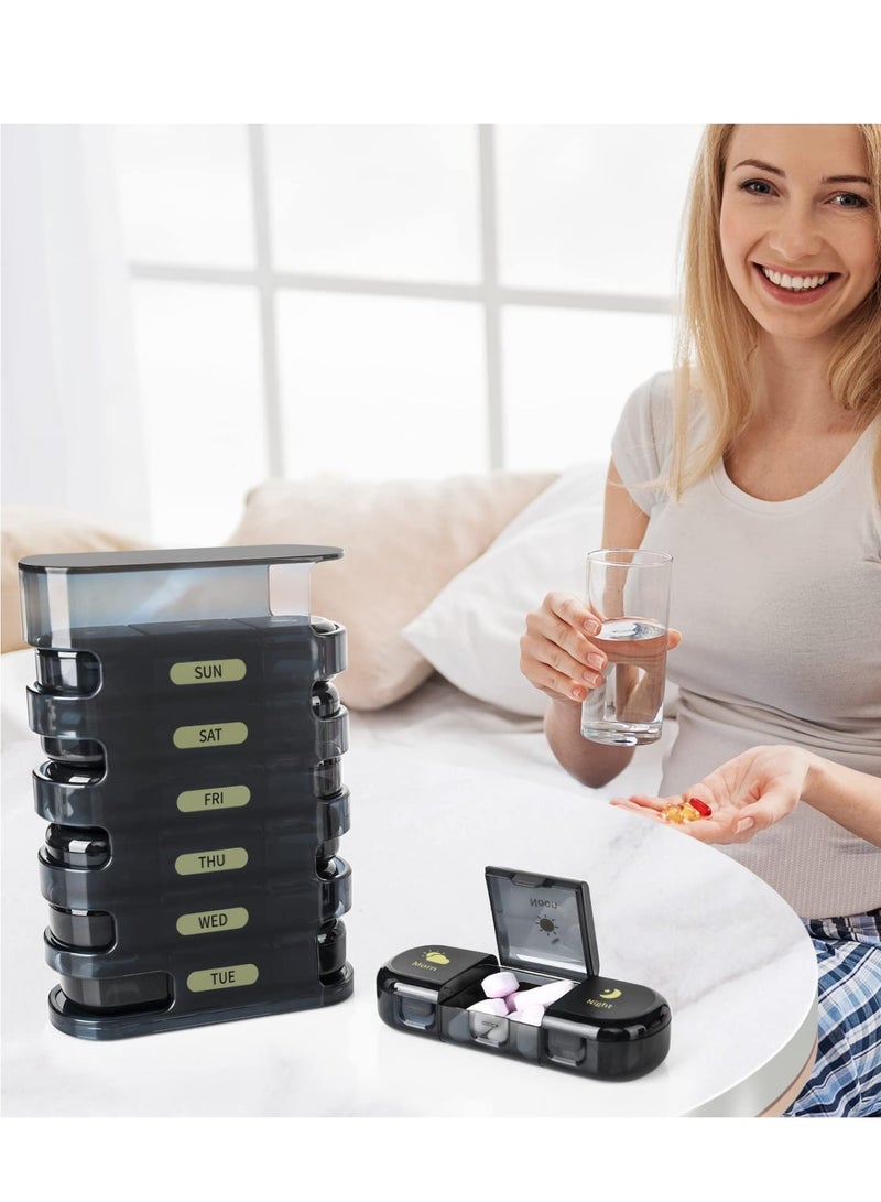 Suntown Pill Organizer, Pill Organizer 3 Times a Day - Weekly Pill Organizer 3 Times a Day, Daily Pill Box 3 Times a Day to Hold Vitamins, Cod Liver Oil, Supplements and Medication - Image 2