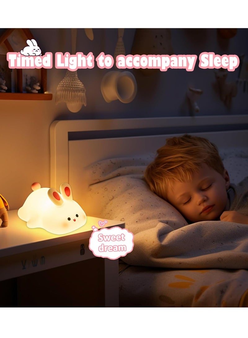 ELTRAZONE Big Face Rabbit Night Light for Kids – Cute Bunny Lamp, Rechargeable Silicone Rabbit LED Light, Kawaii Baby Night Light, Soft Glow for Kids' Rooms, Perfect Gift for Girls & Nursery Decor - Image 3
