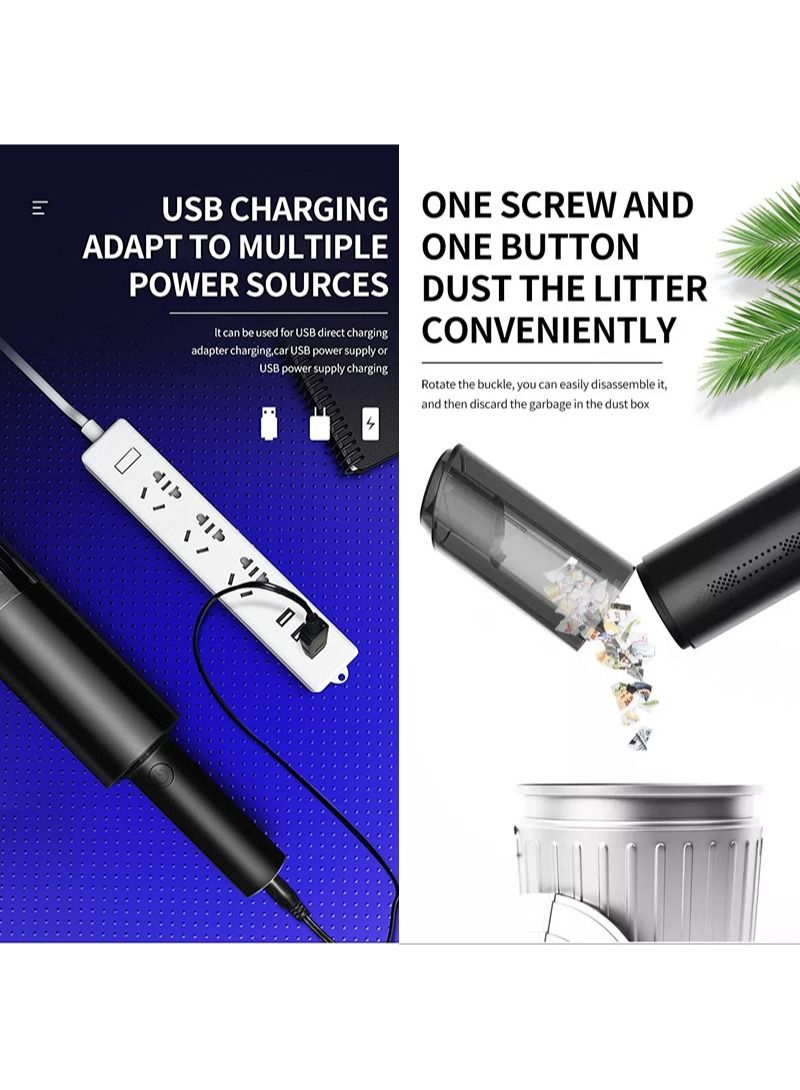 AGD Handheld Mini Vacuum Cleaner Car Cleaning Charging With Cigarette Lighter 120 Black - Image 3