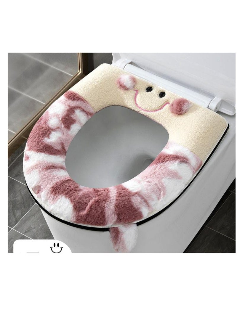 ايه ام غطاء مقعد المرحاض السميك للحمام، وسائد ناعمة ودافئة لمقعد المرحاض، غطاء مقعد المرحاض للحمام، حصيرة عالمية. غطاء مقعد المرحاض السميك المقاوم للماء القابل للغسل في الشتاء، بسحاب على شكل شبكة للمشاهير - Image 1