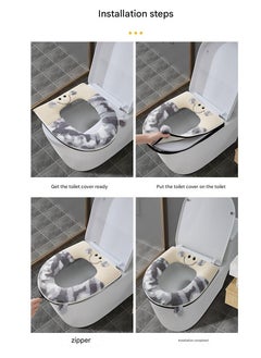 A.M Bathroom Thicken Toilet Seat Cover Cushion Pads, Soft Warm Toilet Seat Covers Bathroom Toilet Seat Cover Mat Universal.Winter Washable Thick Waterproof Zipper Style Net Celebrity Toilet Seat Cover  - Image 2